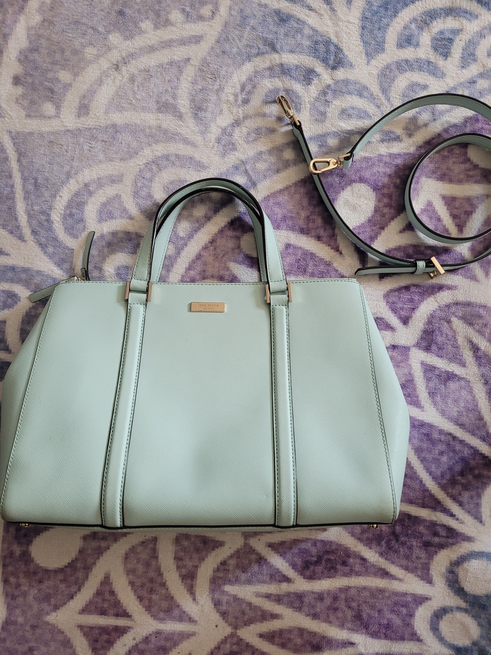 kate spade Mint Blue Structured Satchel with Removable Strap